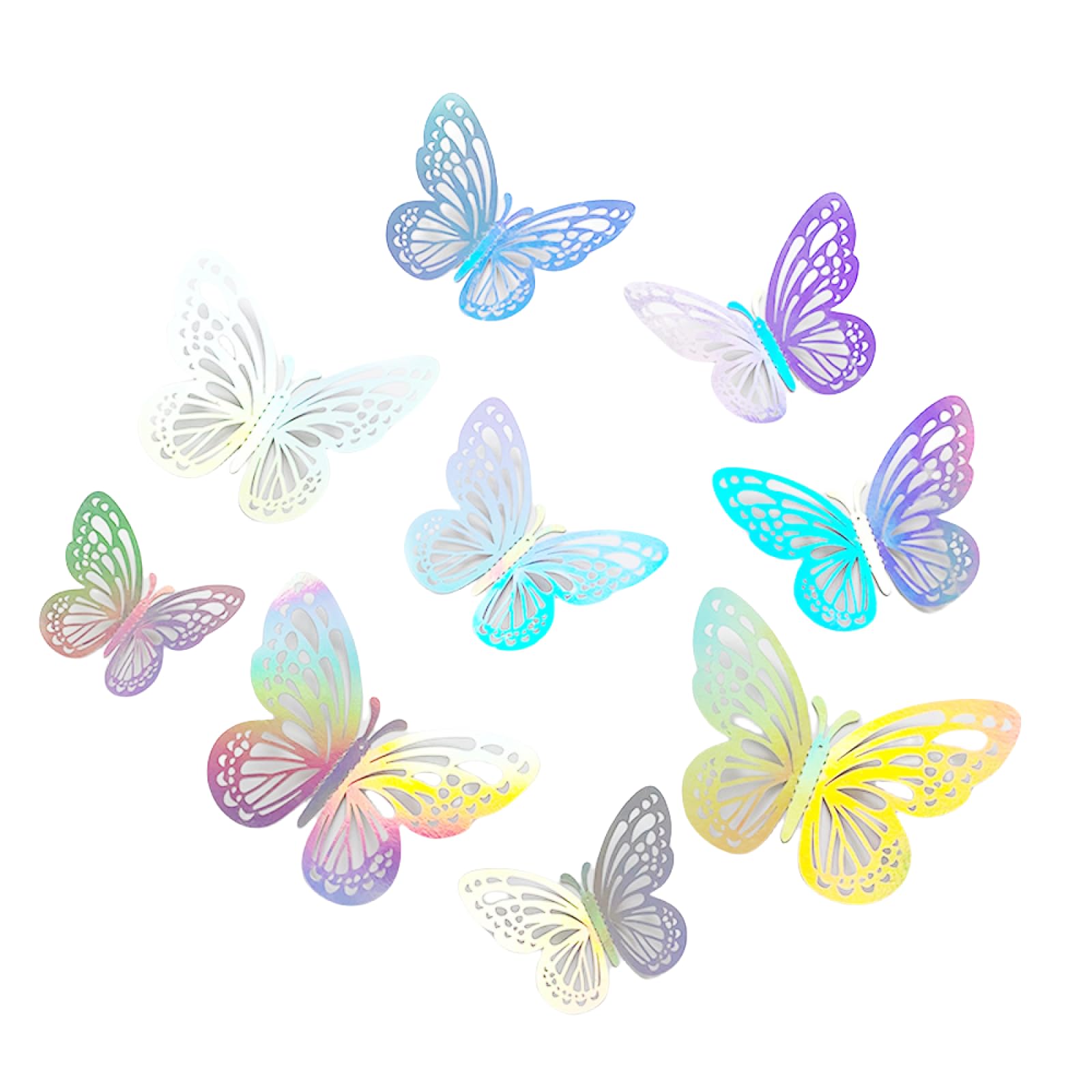 HFANGANGE Colorful 72 Three-dimensional Hollow Butterfly Stickers, Party Wall Decoration, Background Wall Stickers