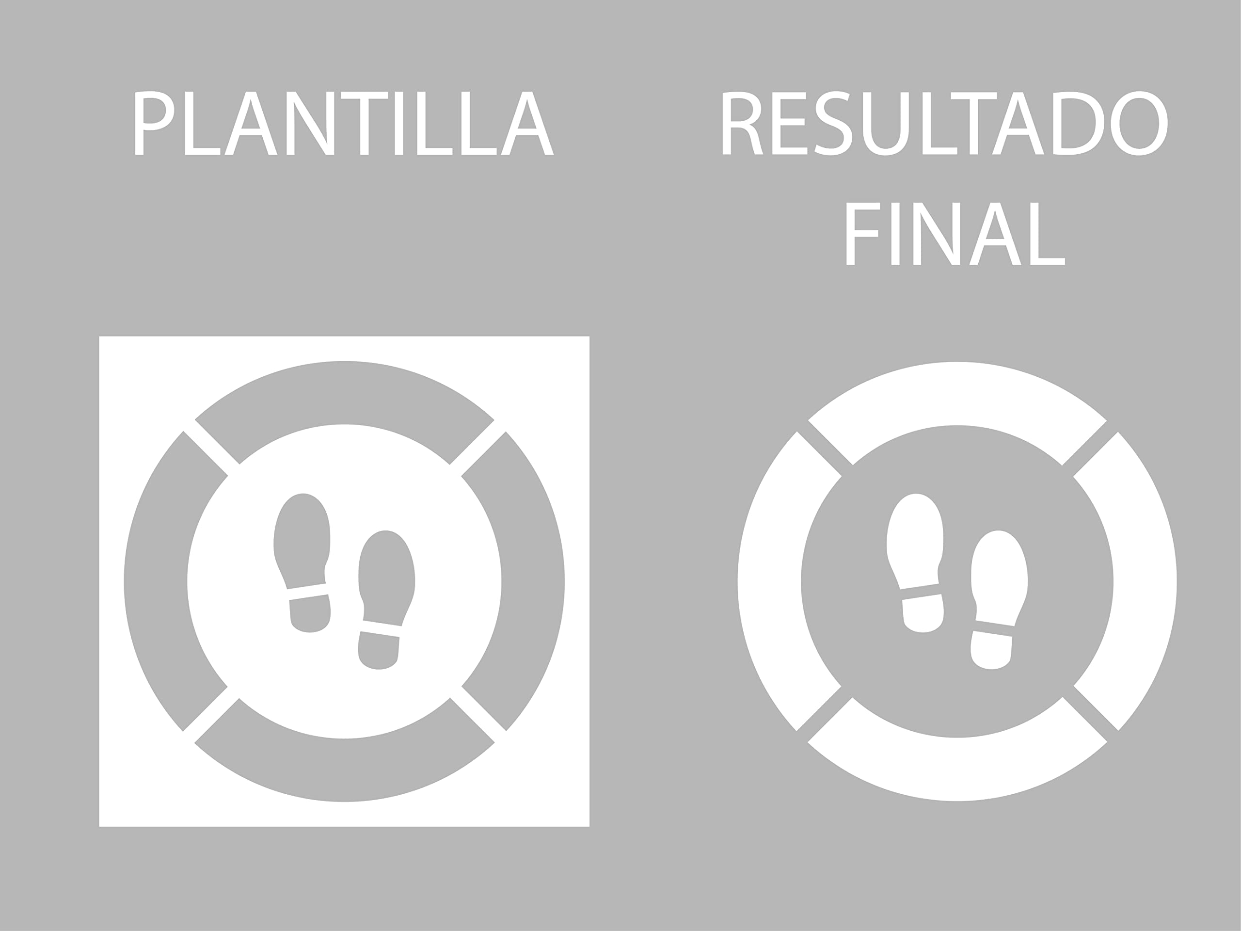 Oedim Plantilla para Suelo Señalización Espere Aquí, 63x63cm, Fabricado en Polipropileno blanco opaco 800 µ, Plantilla para Pintar Suelo, Económico, Ligero
