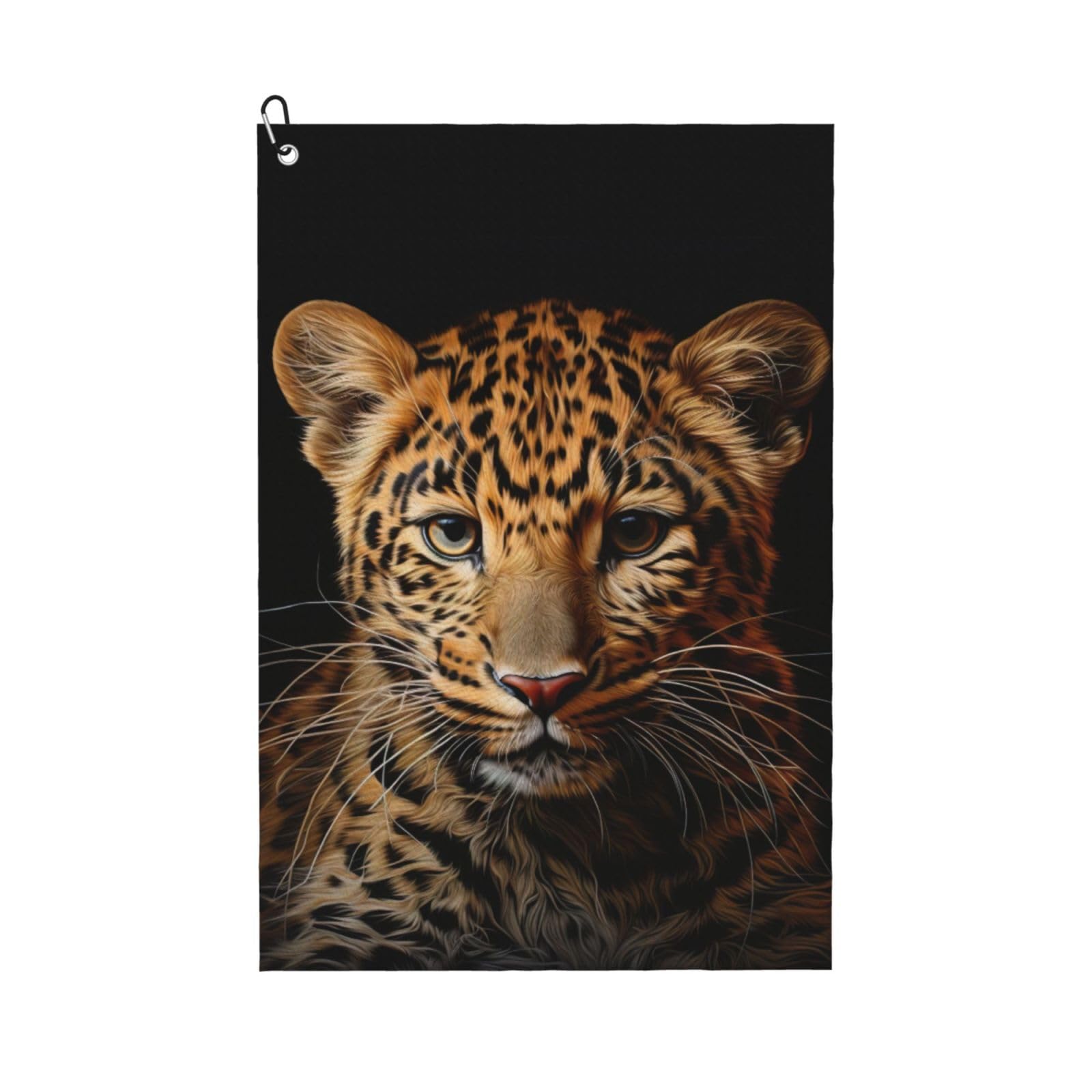 Anceky Leopard Print Print Golf Towel 24"X16" Microfiber Golf Cleaning Towel with Carabiner Clip for Golf Bags