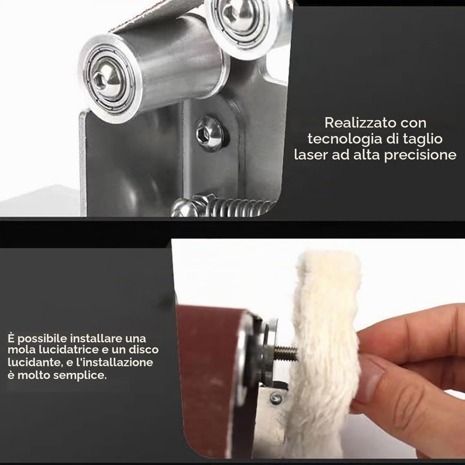 Smerigliatrice professionale da banco e levigatrice da 370 W con controllo della velocità variabile, rettificatrice multifunzione con interruttore di inversione per metallo, legno e affilatura