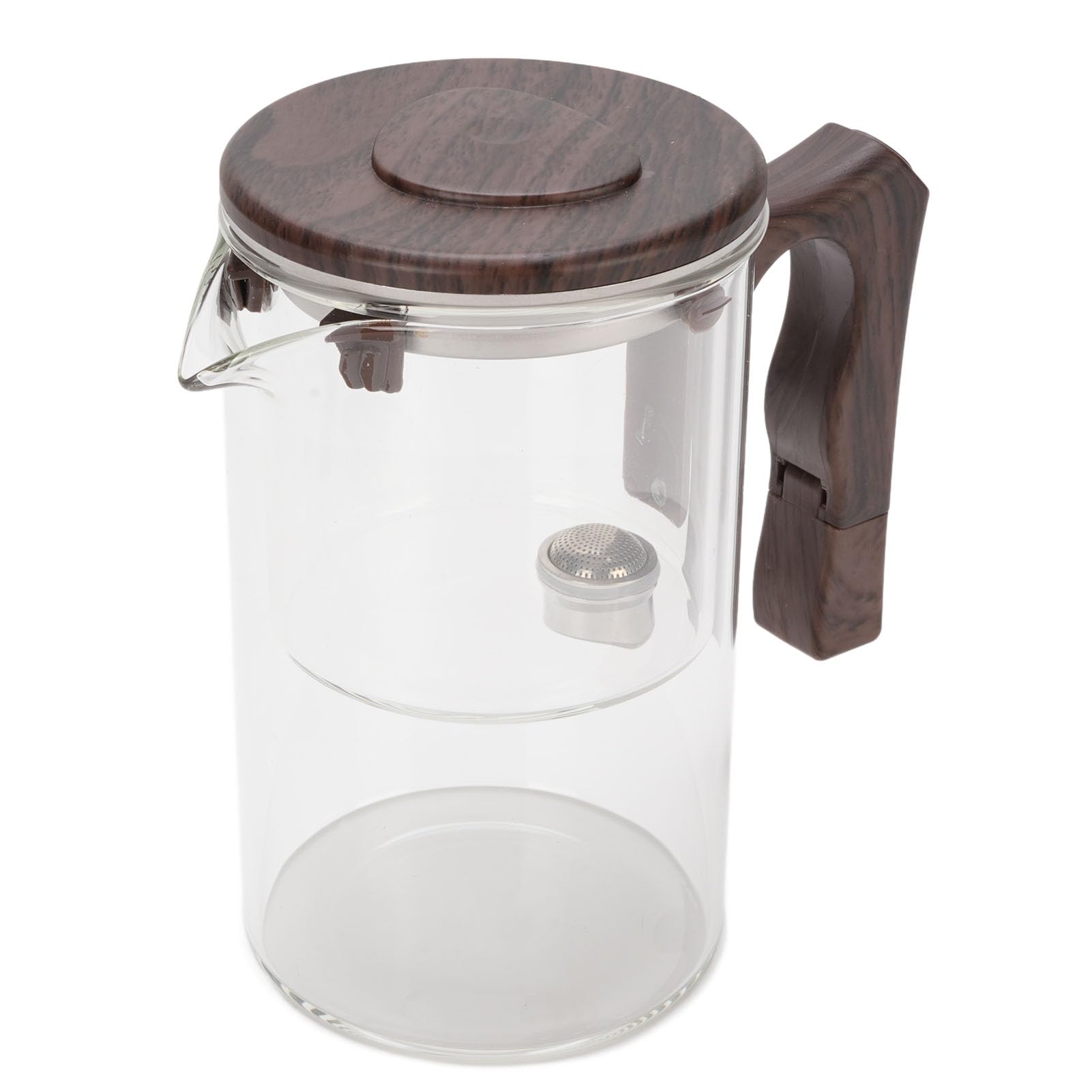 Szczelny Dzbanek do Herbaty, żaroodporne Szkło z drewnianą rączką, Idealny do Parzenia Herbaty Sypkiej 750 Ml Domu i Biura (Przezroczysty 750ml)