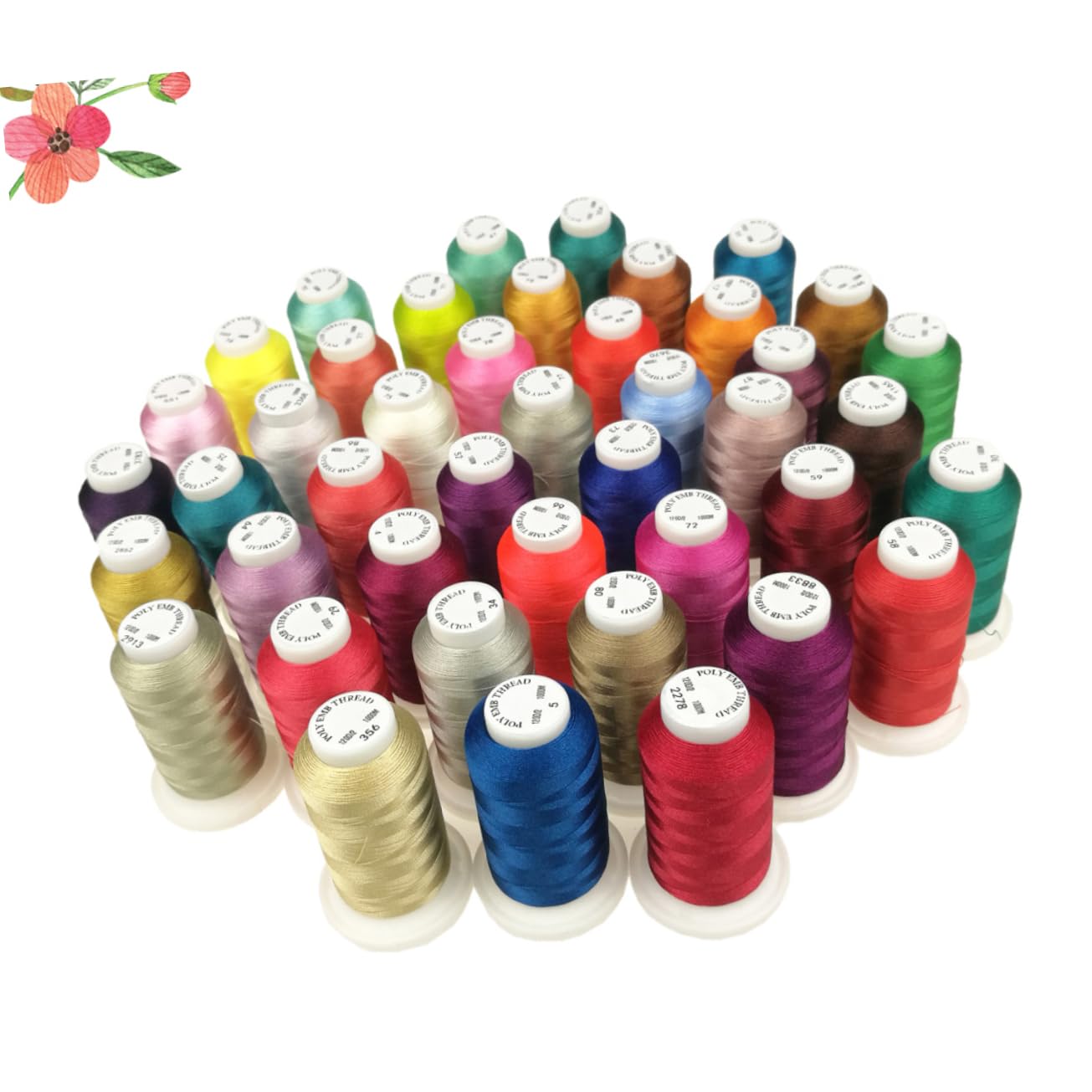 Fil à Broder Set de Couleurs 500m Polyester, Lot de 40 Set de 120d/2