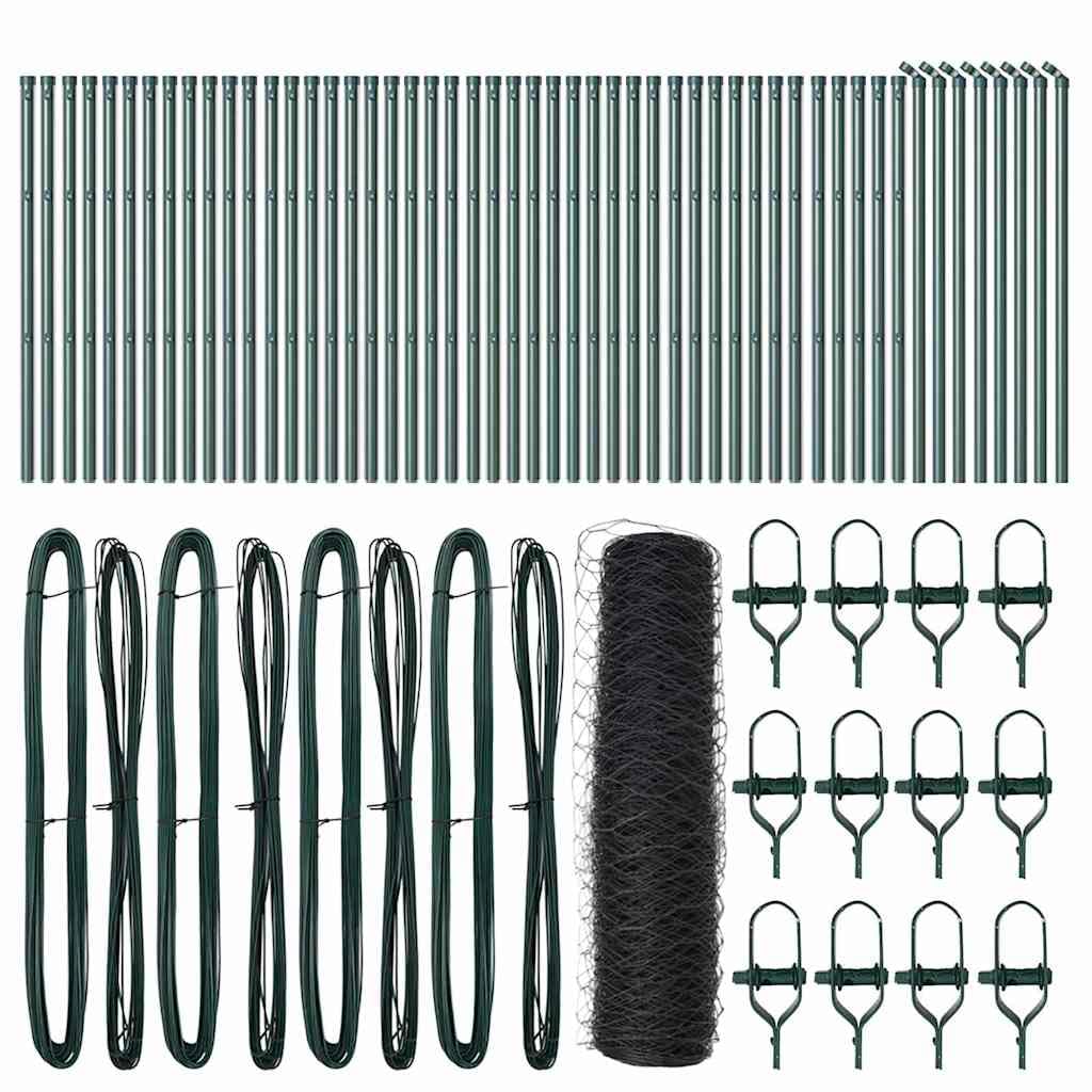 Fence Post Grey 100 x 0.8 m Steel PVC 36 mm Mesh Outdoor Garden Security Fence Panel Set Weather Resistant Corrosion Proof Easy Assembly for Terrace Yard Boundary Enclosure Barrier
