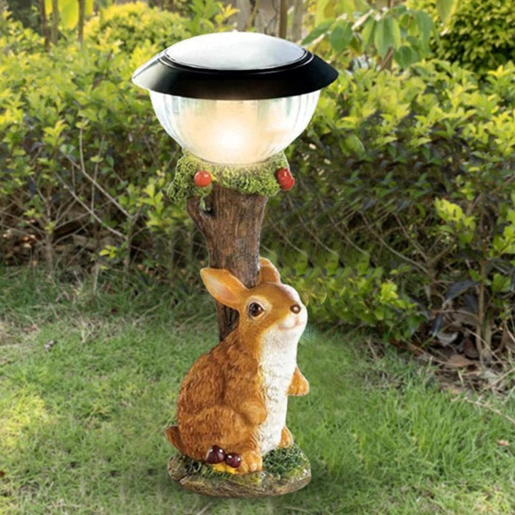 Garden Animal Statues, Light Resin Animal Statues for Outdoor Garden Statue Solar Animal Lights, Home Outdoor Decoration (Rabbit)