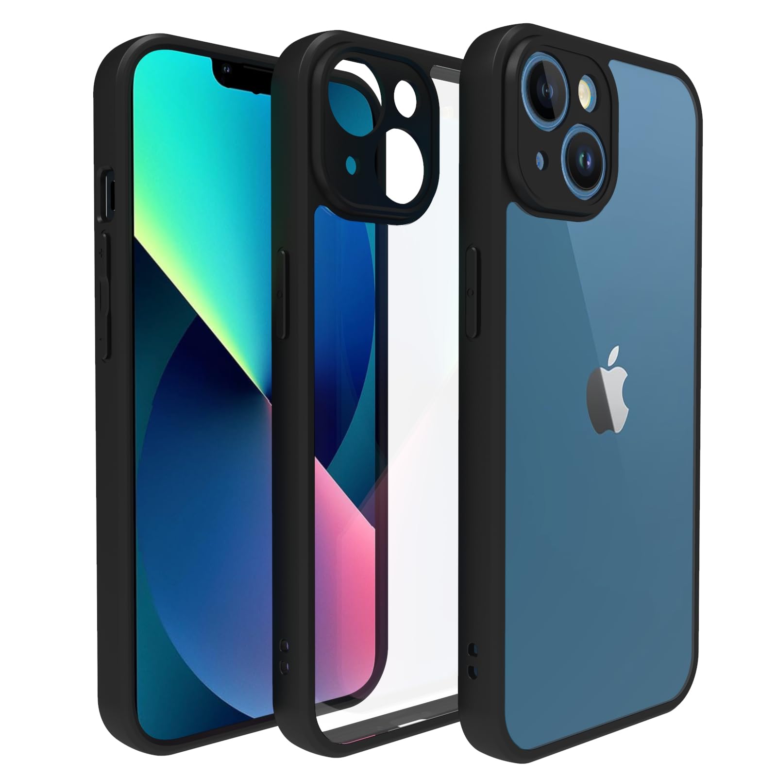 RIGGEAR Shockproof Sleek Hybrid Armor Back Cover Case for iPhone 13 (Clear PC+ Black TPU Bumper) (B0C86B7J1Y) Amazon Price History, Amazon Price Tracker