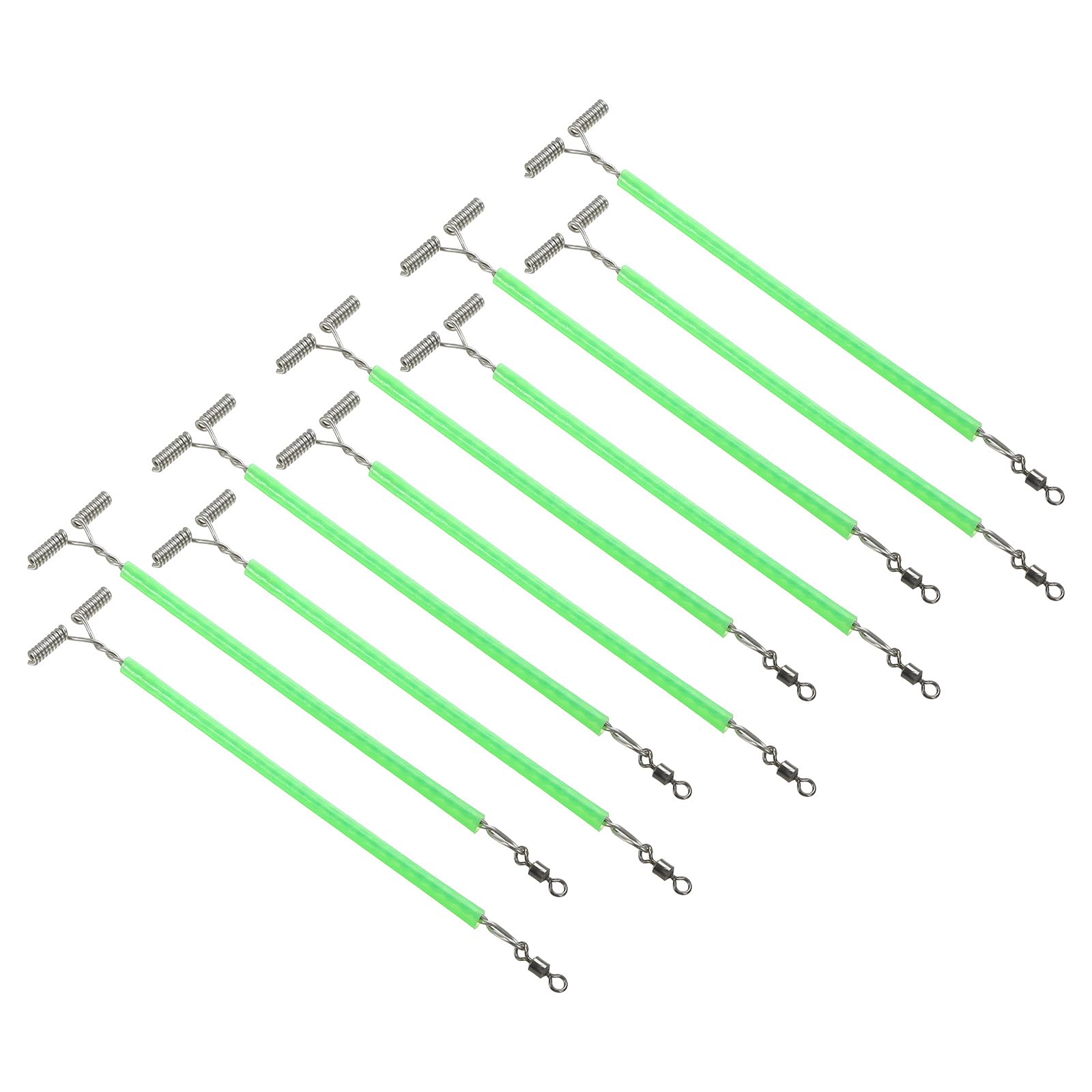 PATIKIL 5.3" Fishing Lure Line Wire Leader Trace, 50 Pcs Luminous Tube Fishing Rigs 3-Way Arm Fishing Line Connector for Fishing Rigs Extension, Green