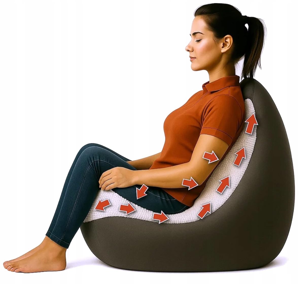 Sitzsack Kinder mit Hocker 75x75x100cm - Kinder Sitzsack mit Füllung - Schlafzimmer und Wohnzimmer Möbel - Cord Indoor Sitzsäcke - Lounge Sessel - Bean Bag