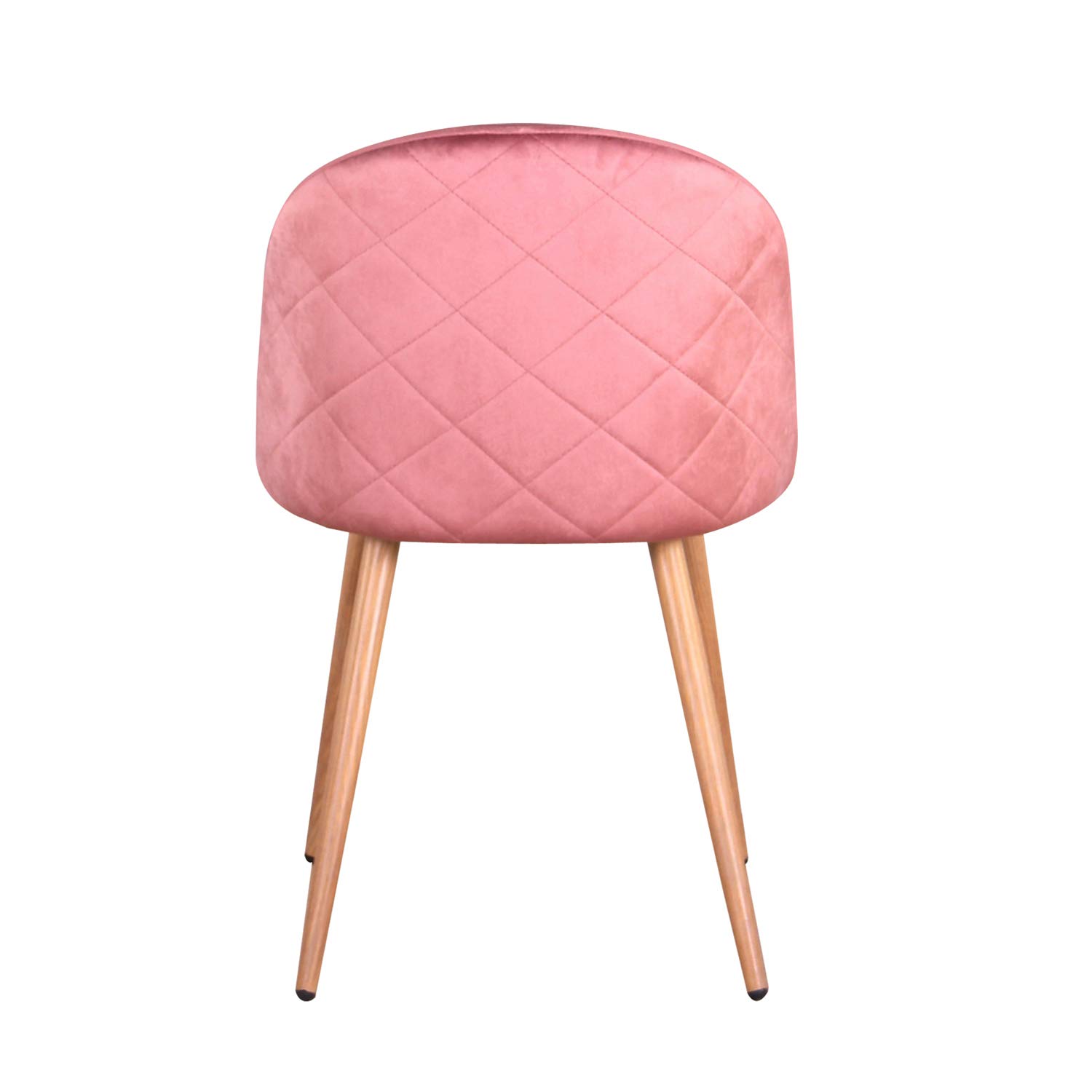 Juego de 4 Sillas de Comedor Tapizadas con Respaldo de Asiento de Terciopelo Suave y Patas de Metal Ajustables de Madera (Verde+Rosa)