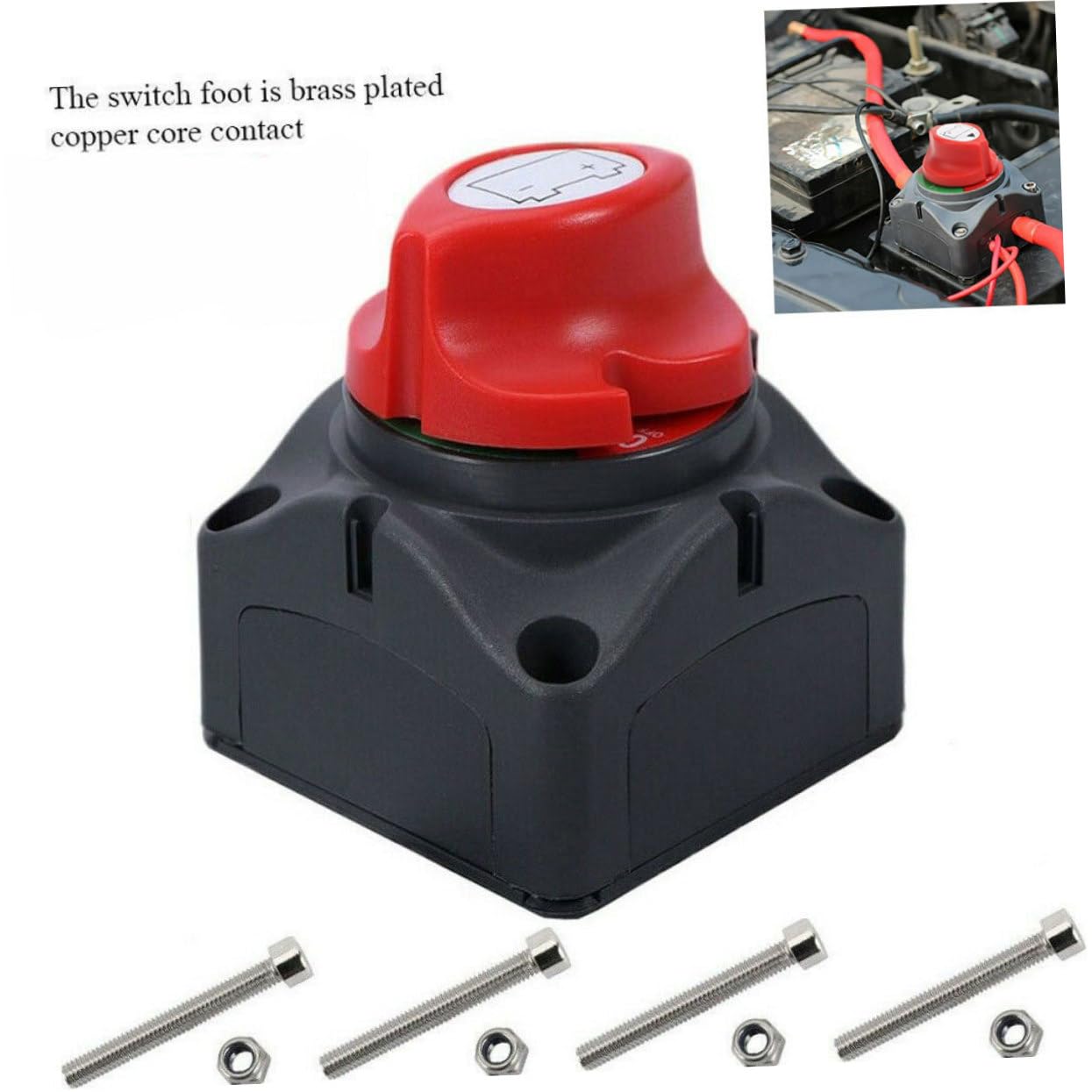 Cabilock Battery Disconnect Isolator Switch for Car Boat Van Truck Rv Motorcycle Durable Power Cut Off with Screws Instant Easy Installation