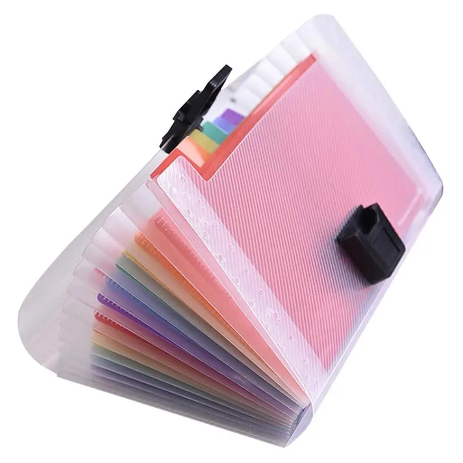 Organizador de archivos en acordeón de plástico, Organizador de archivos acordeón plástico, minicarpeta expandible A6, 13 bolsillos, multicolor