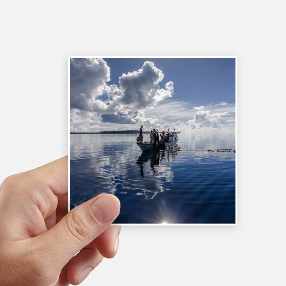 Stickers image carré bateau bleu pour masquer les rayures de valise et moto 10cm 8pcs
