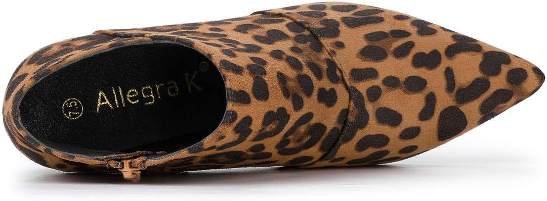 Allegra K Women's Pointed Toe Kitten Heel Cutout Ankle Boots