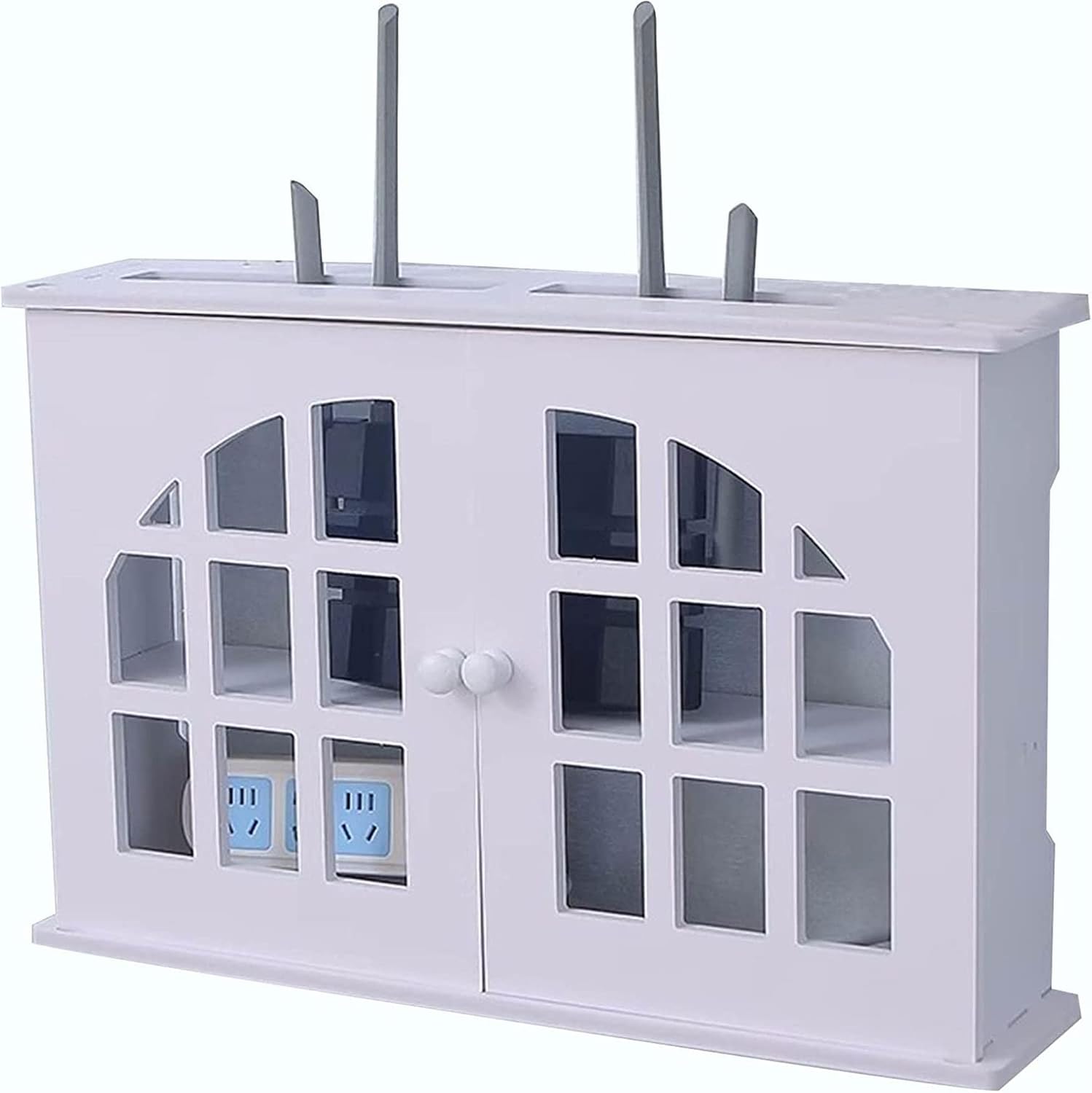 Double-Deck WiFi Storage Rack, Floating TV Rack, Wall-Mounted Router Storage Box,Router Storage Rack,Creative Decoration Storage Box Storage Box