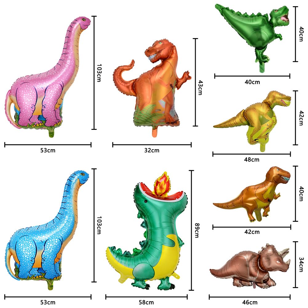 OSDUE 8Pcs Palloncino Dinosauro, Grandi Palloncini Jurassic, XXL Giungla a Elio, Gigante Foil per Decorazioni di Compleanno Party