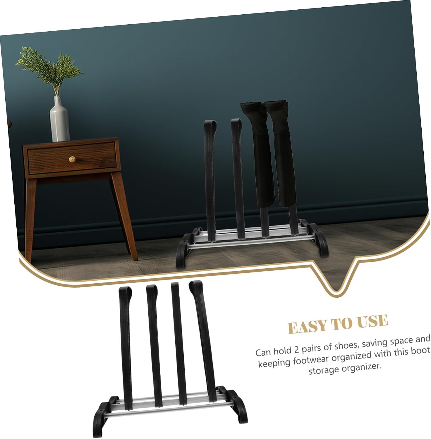 2 Pair Space Saving Boot Rack Organizer for Boots Plastic and Stainless Steel Stand Storage Holder for Entryway and Household Shoe Display