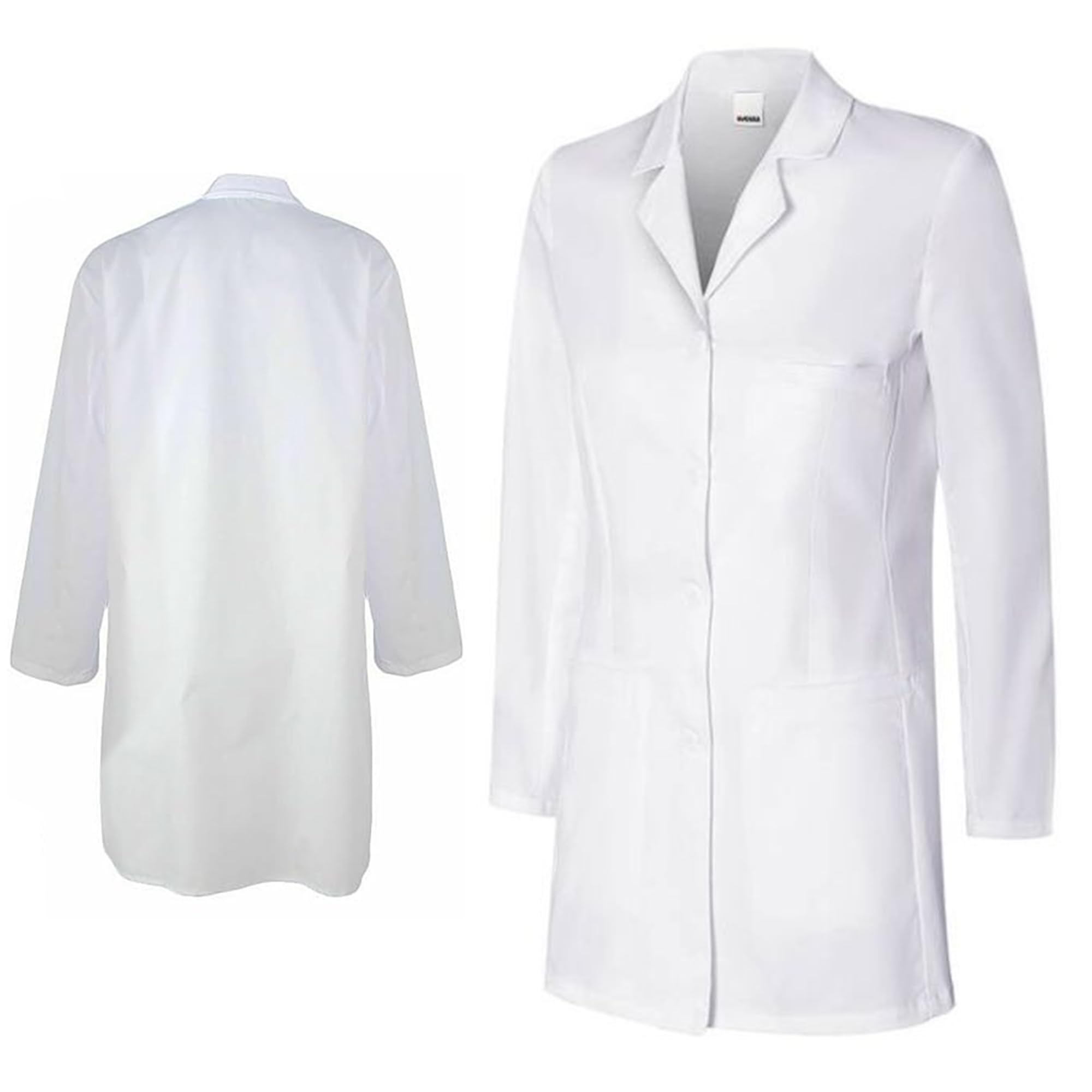 ATEK Medium Lab Coat Unisex Men Women White Medical Labcoat Jacket Doctor Costume Scientist Lab Coats Pockets Long Sleeves Fancy Dress from B&Q