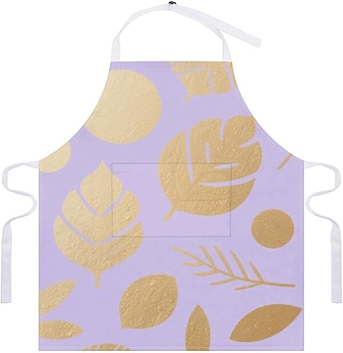 Miniatura 7 de MUSM Apron for Adults - 27.6 X 31.5 Inch, Heavy-Duty Polyester Aprons with Two Large Pockets, Waterproof Leaf Print Pattern Kitchen Apron for