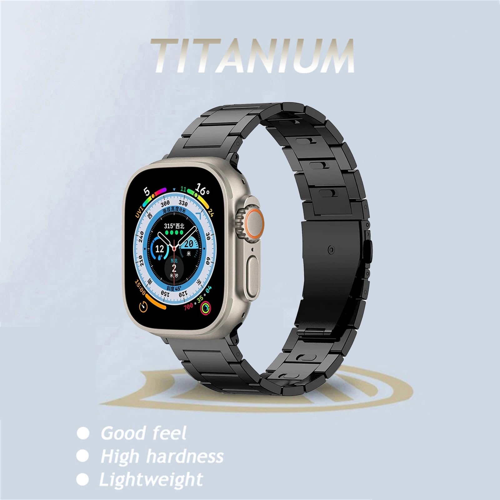 Kompatybilny z Apple Watch Band 49 mm, 45 mm, 44 mm, 42 mm, 41 mm, 40 mm, 38 mm, tytanowy pasek Quick Release do iWatch Ultra 1 2 SE Series 9, 8, 7, 6, 5, 4, 3, 2, 1