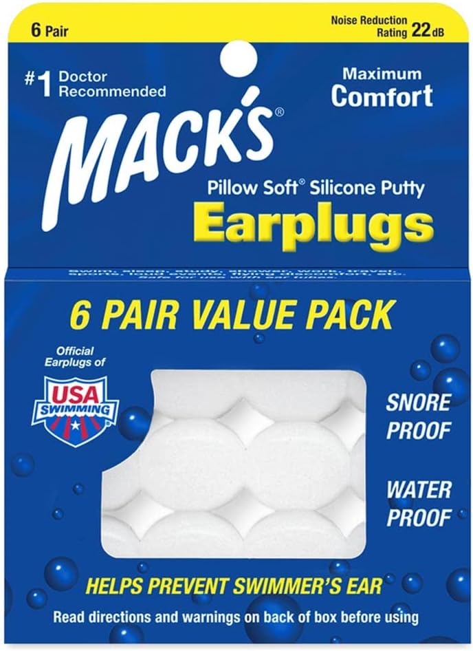 Pillow Soft Silicone Earplugs - 6 Pair, Value Pack – The Original Moldable Silicone Putty Ear Plugs for Sleeping, Snoring, Swimming, Travel, Concerts and Studying | Made in USA