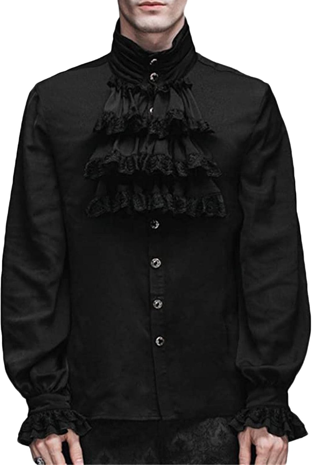 SOMTHRON Men's Pirate Medieval Shirts Ruffle Steampunk Victorian Cosplay Costume Renaissance Halloween Tops