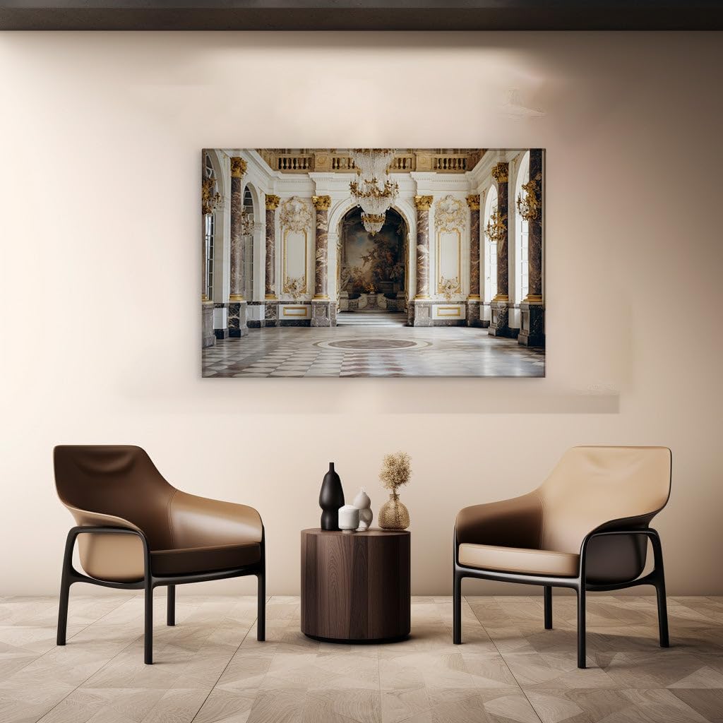 Canvas for Living room. Elegance Redefined: Step Into the Grandeur of a Majestic Ballroom Oasis, 27 x 18 inch Canvas Wall Art - Ready to Hang - 69x46 cm (27x18 inch)