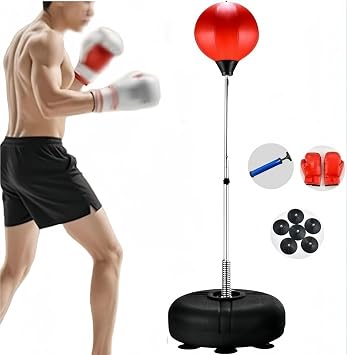 Punching Bag, Freestanding, Speed Punching Ball, Reflex, Boxing Bag, Boxing Speed Trainer, Adult, Kids, Fitness, Training, Boxing Ball, Freestanding, Adjustable Height, Includes Gloves,