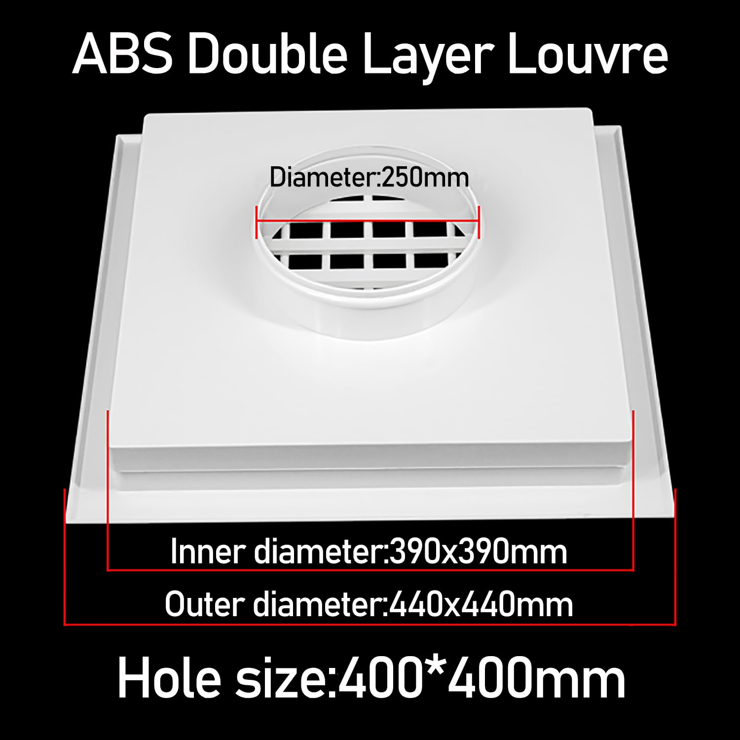 Cubierta de Ventilación de Aire Con Persiana de Doble Capa Para Pared o Techo, Rejilla de Salidas de Aire 8'' X 8'' - 4", Pared Lateral Y Techo, Difusor Cubierta Conducto Ventilación HVAC, Blanco