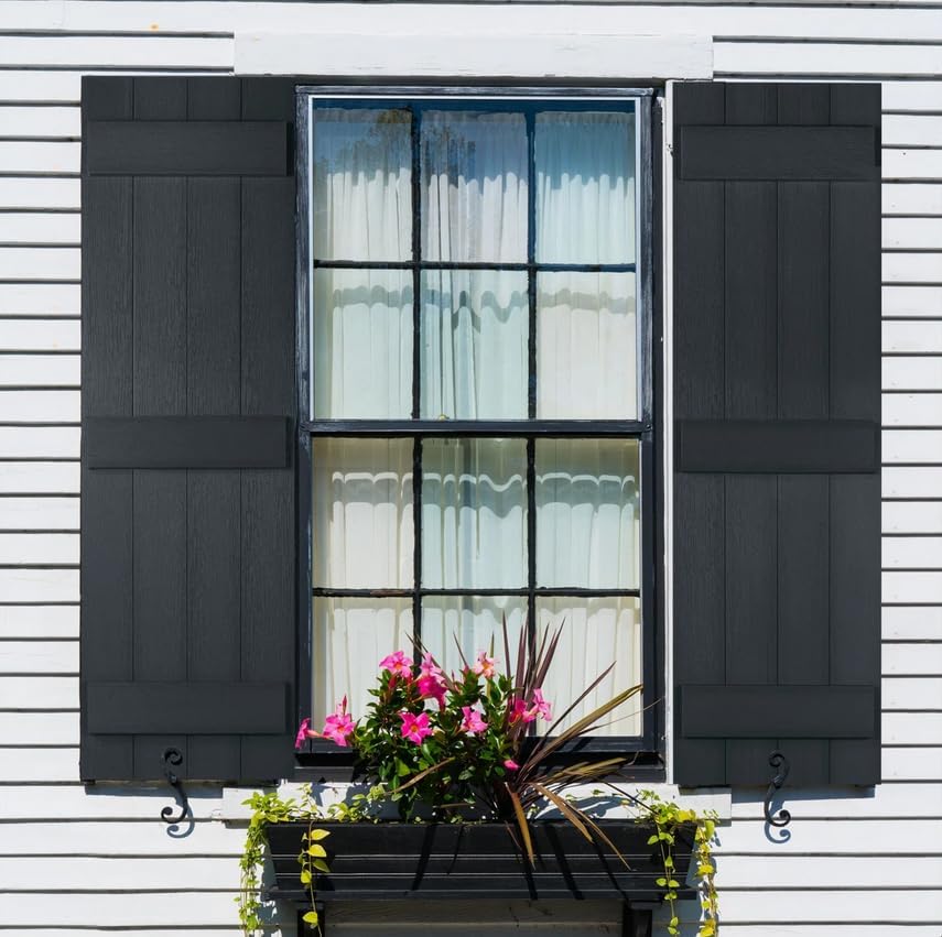 Polaris Homeside 4 Board and Batten Joined Vinyl Shutters (1 Pair) 14-1/2in. x 35in. - 050 Black — view 2