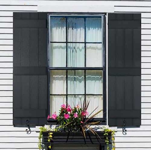 Homeside 4 Board and Batten Joined Shutters (1 Pair) -14-1/2 Inch x 75 Inch - 050 Black