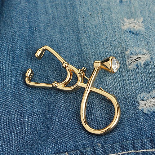 Image of MINGHUA Stethoscope Brooch Stethoscope Pin Nurse, Medical Student Graduation Gift, Physician Jewelry (Gold)
