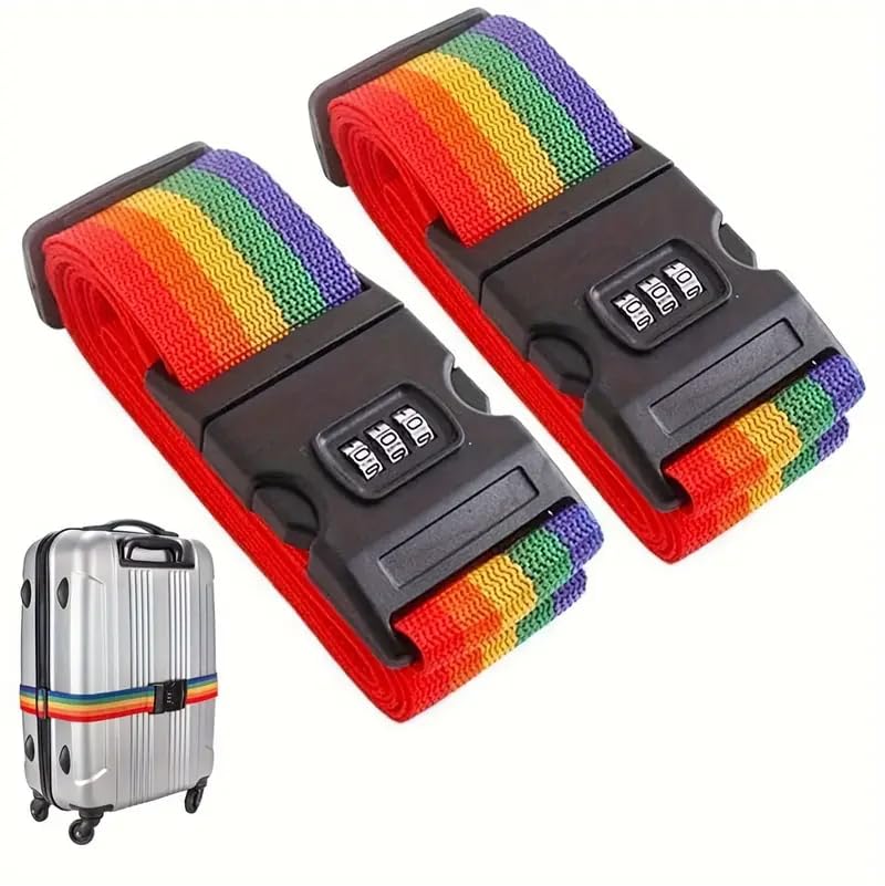 Dayalu Luggage Suitcase Straps Set, with Quick Release TSA Number Lock Buckle Adjustable Travel Trolleys and All Kind of Luggages Packing Belt, Protect Your Luggage (2 Pcs, Lock)-image-39