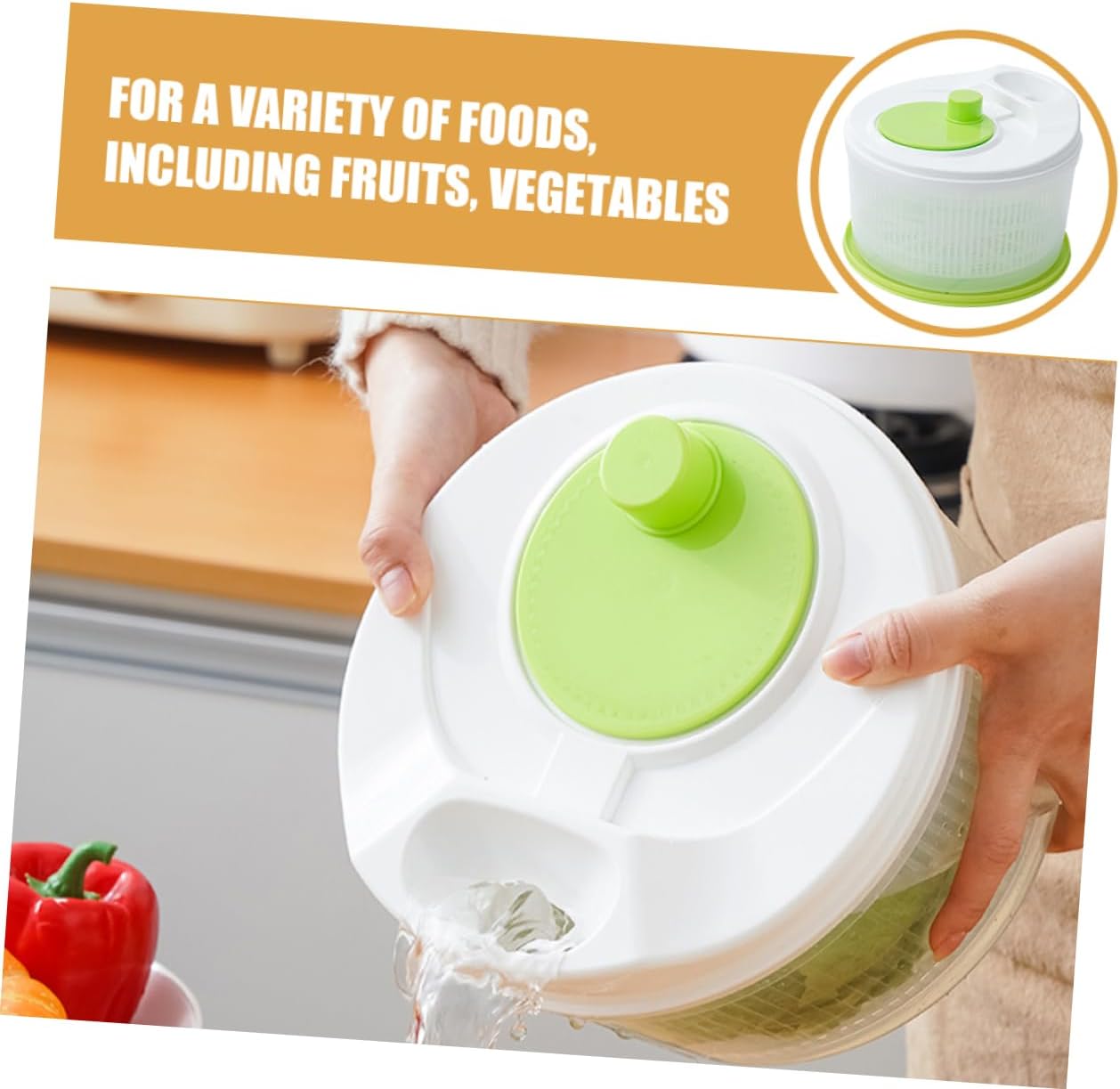 IMIKEYA Manual Vegetable Dryer Spinner and Grater Versatile Salad Strainer Basket for Kitchen Easy to Clean Stable Design Removes Excess Water Efficiently