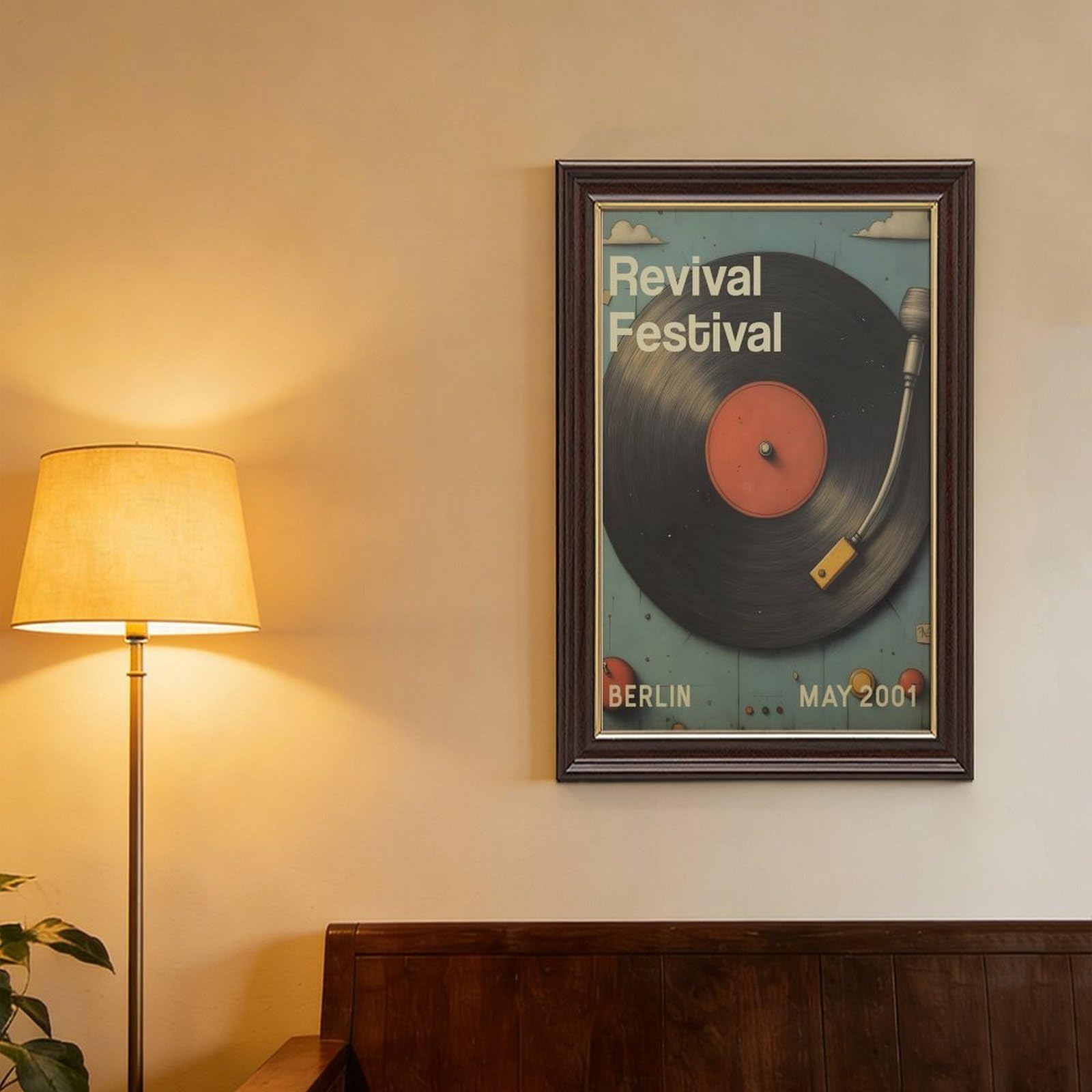 Vinyl Revival, poster musicale su tela, decorazione per camera da letto, ufficio, stanza, regalo, 40,6 cm L x 61 cm W