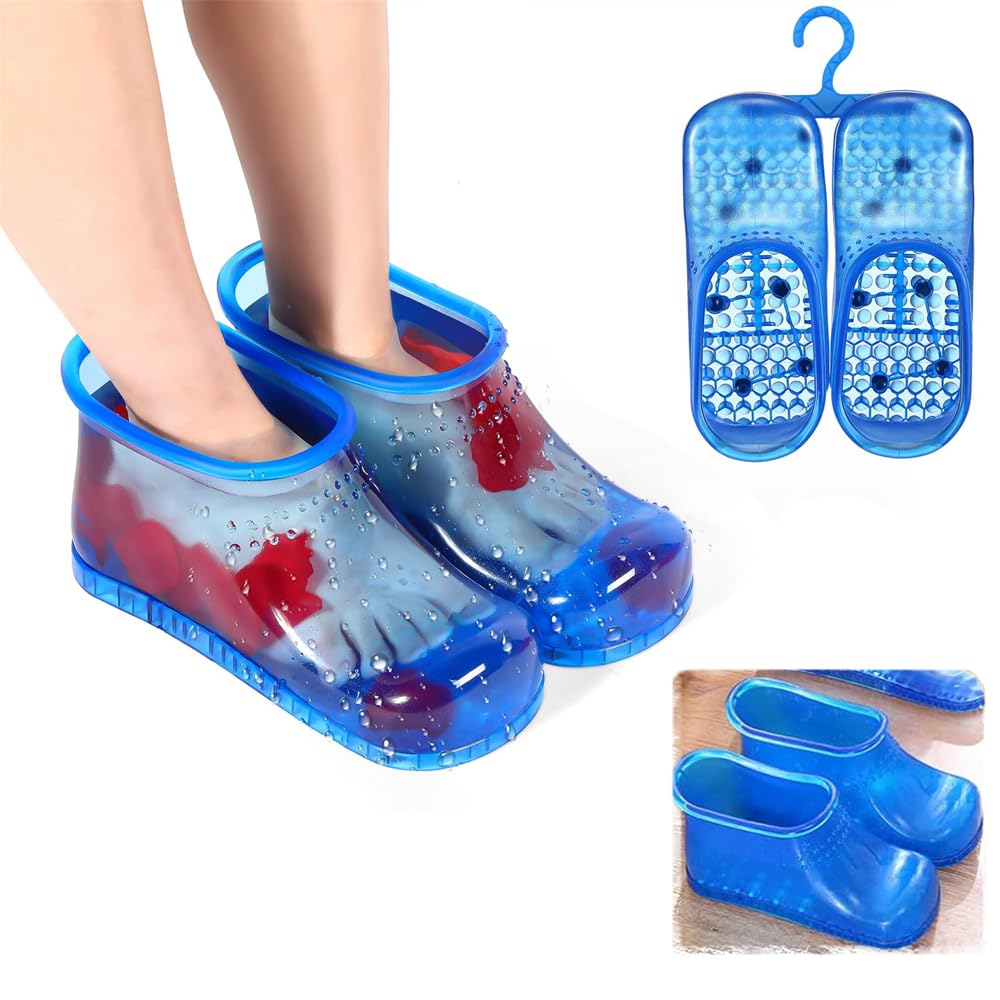 AzoneeMassage Foot Bath Shoes, 1 Pair Portable SPA Household Relaxation Bucket Boots Thermal Massage to Promote Blood Circulation, Movable Foot Soak Tub Pedicure Foot Spa (Blue)