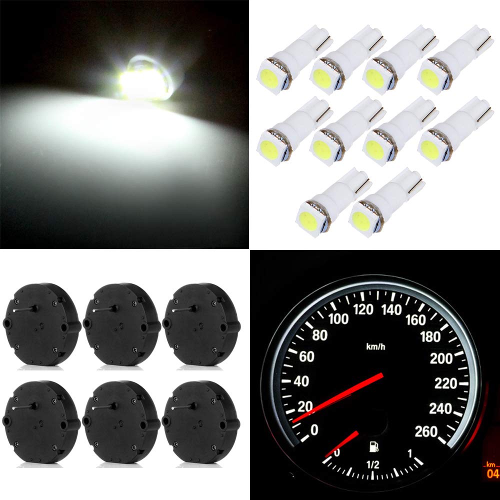 OCPTY 6 Pcs X27.168 Instrument Cluster Gauge Stepper Motor Kit with 10 Pcs T5 LED Light Bulbs - Fit for GM For Toyota For Honda For Ford For Chrysler For Chevy Silverados, Tahoes, Yukons, Suburbans