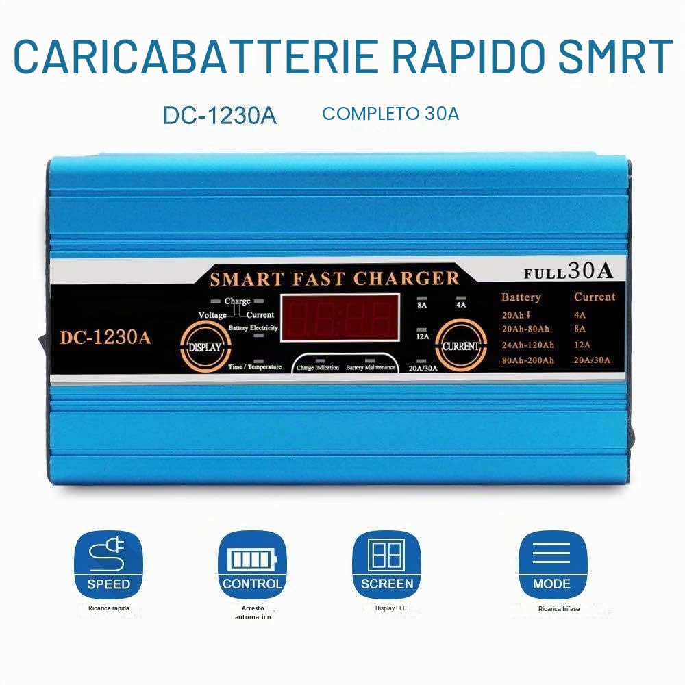 Caricabatterie Baceyong, caricabatterie intelligente 12V 30A, ricarica rapida, schermo LCD per roulotte, camper, barca, auto, moto