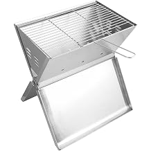 VED Portable Barbecue Grill Foldable Notebook Style BBQ | Stainless Steel Charcoal Grill for 2-3 People | Outdoor BBQ for Camping, Terrace, Patio & Beach 35x24x39 cm