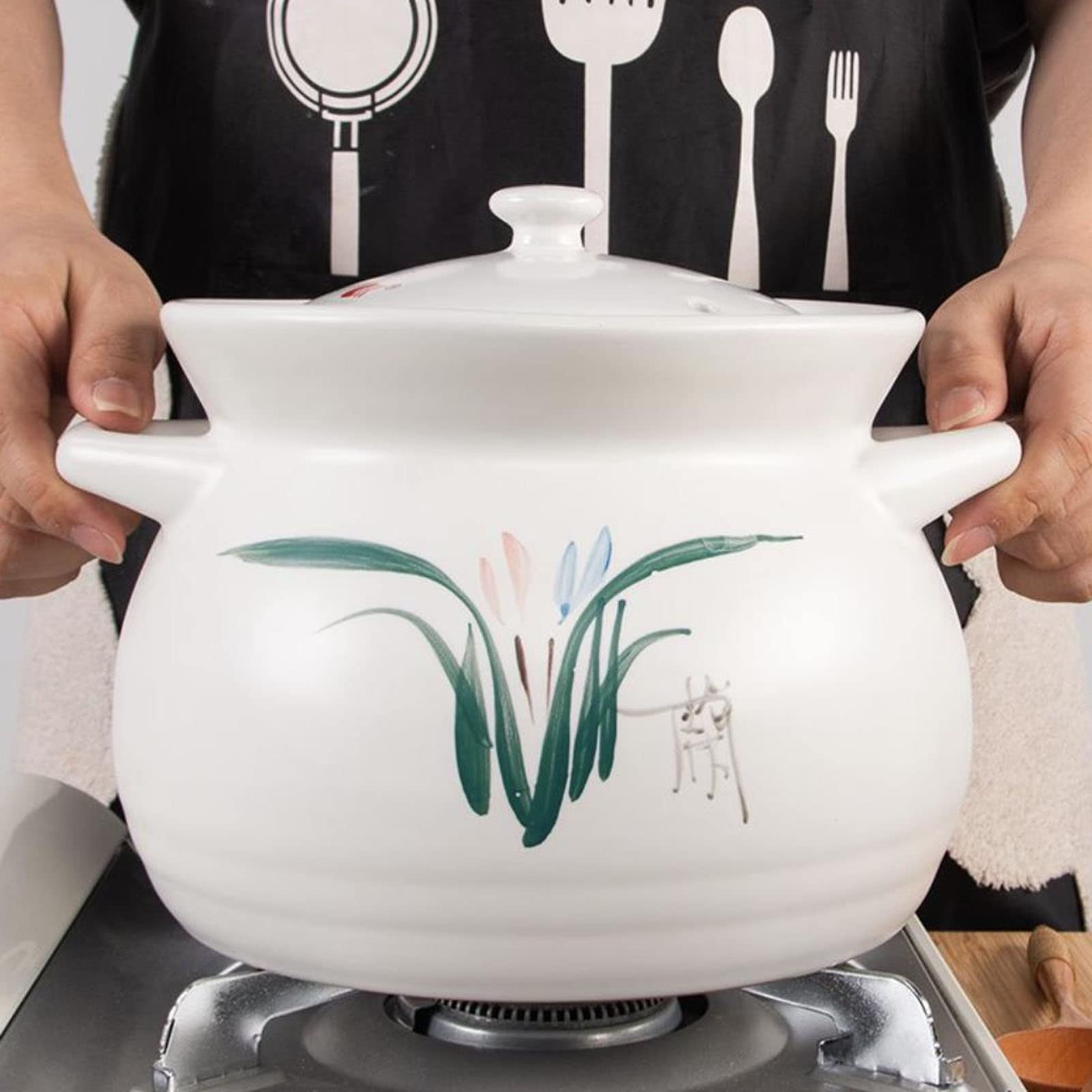 Japoński garnek gliniany garnek - gliniany garnek do gulaszu do zupy i gotowania - styl retro ceramiczny domowy niezbędny do kuchni