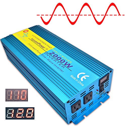 Cantonape Pure Sine Wave Power Inverter 3000W/6000W(Surge) Converter DC 12V to 110V AC with LCD Display, Remote Controller, 4 Sockets, 4 Cooling Fan