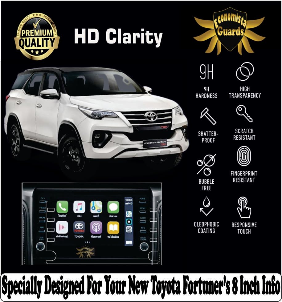 Image of Economista Drive In Luxury With 9H Hardness Car Screen Protector! Scratch & Water Resistant For Premium Protection! Specifically Tailored For Toyota (Glossy /Clear, Fortuner)