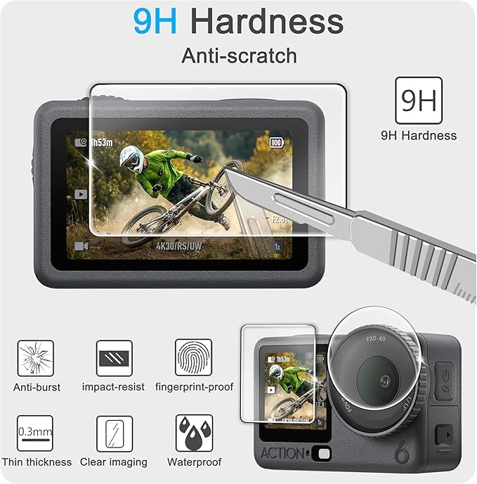 Image of ADOFYS Action Camera Accessories for DJI Osmo Action 6 with Waterproof Case + Ultra Clear Tempered Glass Screen Protector + Lens Protector + HD Front Display Lens Protector + Silicone Rubber Case