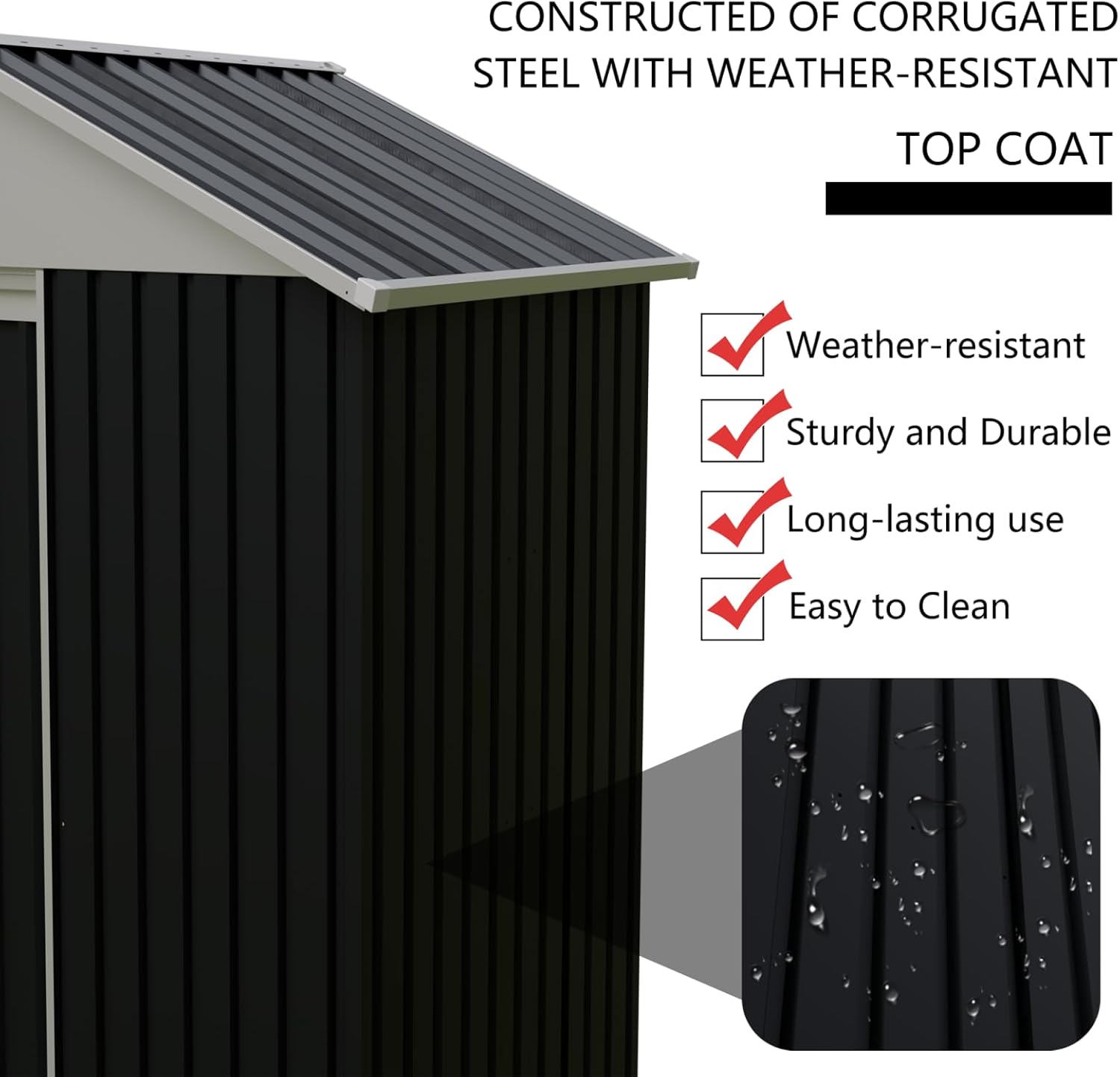 6 x 4 FT Outdoor Storage Shed with Rack Metal Garden Shed with Storage Shelves Bike Storage Tool Cabinet Box for Lawn Backyard Patio Use