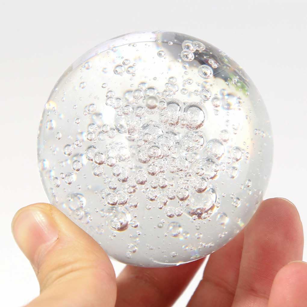 Boule de cristal transparent craquelé pour décoration de fontaine à eau pour décoration d'aquarium, salon, photographie, fortune, 3 cm, boules à bulles