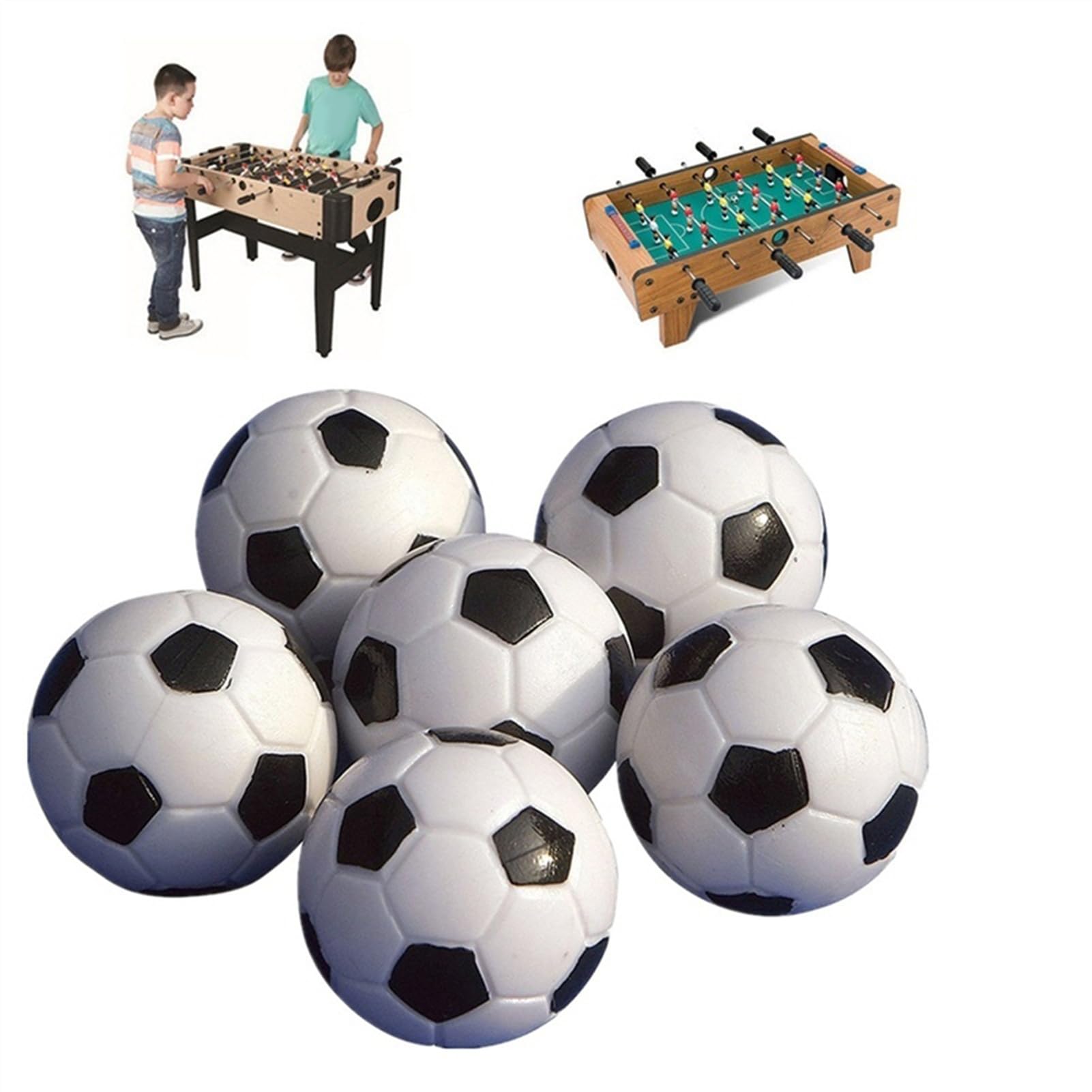 Set De 6 Pelotas De Futbolín De 32 Mm - Repuesto Para Mesas De Menos De 135 Cm, Color Blanco Y Negro