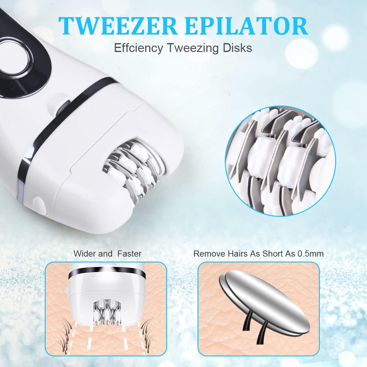 ACWOO Electric Lady Shaver, 4 in 1 Cordless Epilator for Women and