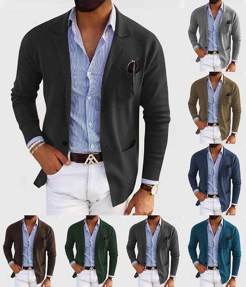 shownicer Cardigan Uomo Casual Slim Giacca con Bottoni Invernale Cotone Manica Lunga Cardigans con Tasche Autunno Inverno Cappotto Cardigan