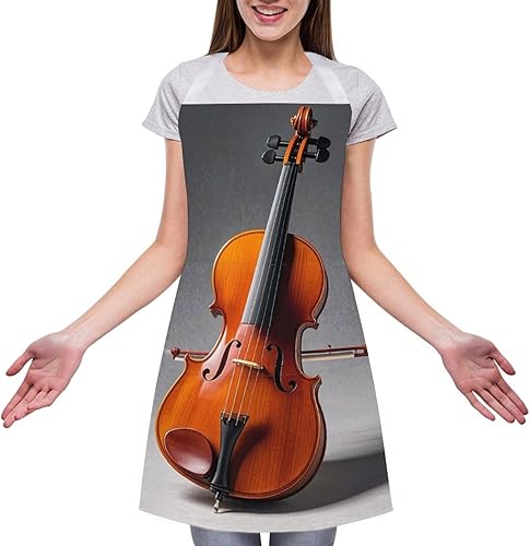 Miniatura 3 de Kit personalizado de modelo de violonchelo para adultos, delantales de cocina para mujer y hombre, delantal ajustable con bolsillo para hornear,