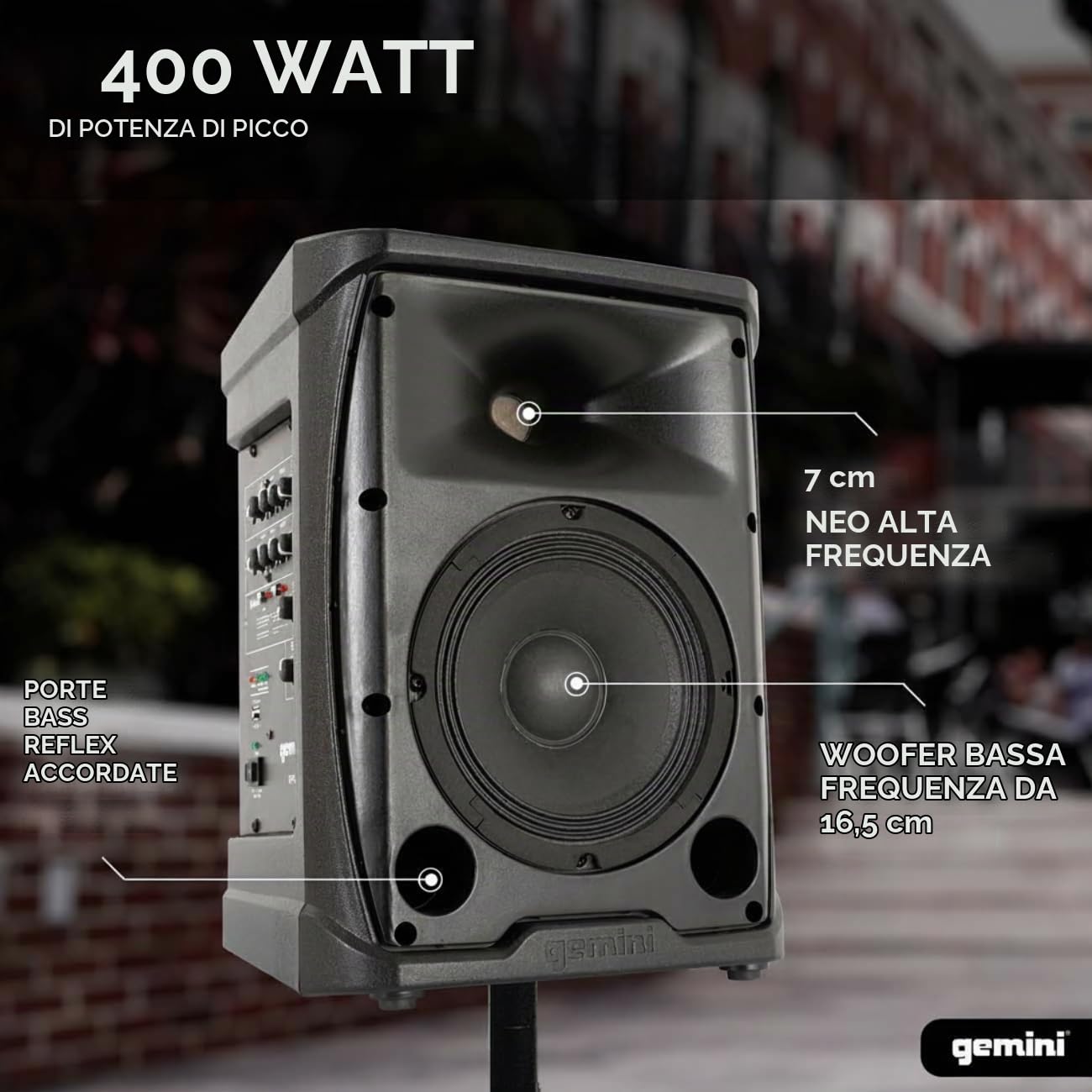 GEMINI GPSS-650 SISTEMA PA PROFESSIONALE PORTATILE
