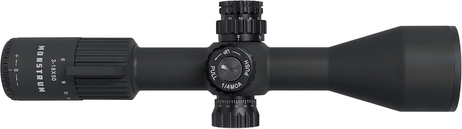 Monstrum G3 3-18x50 FFP Rifle Scope | Monstrum Extended Length Offset Scope Mount | 30 MOA | Bundle