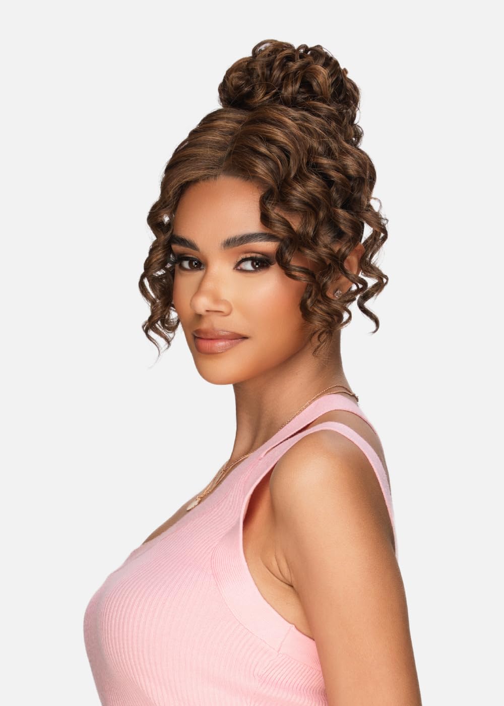 Vivica A. Fox LBPB-DIMPLE, Bang & Bun, Quick and Easy Lace, Ponytail Bun and Lace Bangs, Color FS4/27